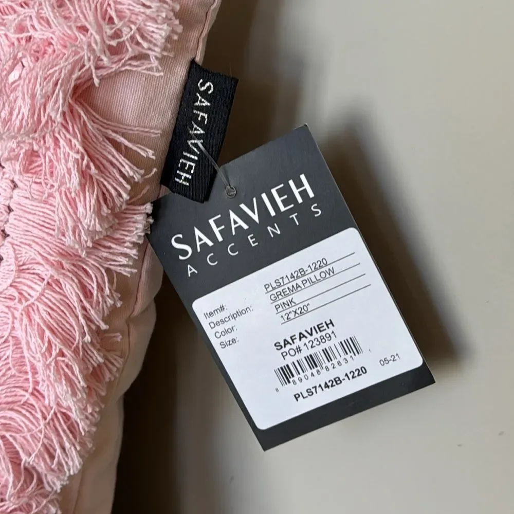 Safavieh Pillow Grema Pink 12”x20” NWT